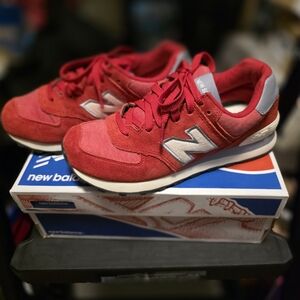 New Balance Women's 574 Retro Red Sneakers - Size 7.5